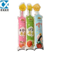 Sac à gousset latéral étanche à l'humidité en forme d'orange 100ml-500ml BOPP/PE matériel boissons pour bébés pochette en forme de bouteille de jus de fruits frais
