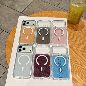 Coque de téléphone magnétique transparente de luxe avec paillettes pour iPhone 18 17 16 15 14 Pro Max, étui arrière brillant et coloré en PC et TPU - Product Image 6