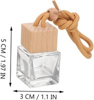 Diffuseur de parfum pour voiture en verre suspendu de 8 ml avec bouchon couronne, liquide aromatique, transparent, design en bois sérigraphié