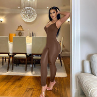 Vente en gros combinaison de yoga une pièce sexy et longue de couleur unie pour entraînement de gymnastique bodycon sans couture pour femmes