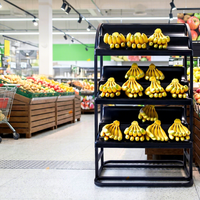 DOLADISPLAY 3-laags bananen displayrek, combinatie van plastic en metaal, supermarkt, commerciële fruitdisplaystandaard