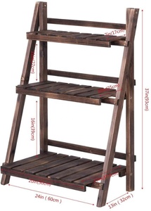 Allsome — support pliable en bois à 3 niveaux, avec <span class=keywords><strong>étagère</strong></span> <span class=keywords><strong>pour</strong></span> pots, présentoir <span class=keywords><strong>pour</strong></span> <span class=keywords><strong>serre</strong></span> <span class=keywords><strong>de</strong></span> <span class=keywords><strong>jardin</strong></span> intérieure et extérieure - Product Image 3