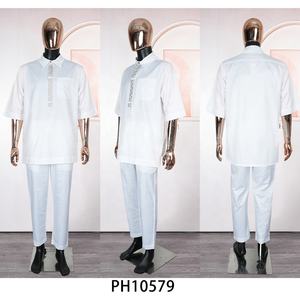 ナイジェリア南アフリカの伝統的な男性服2025新作特大シャツとパンツ2ピーススーツ男性服バケーションセット - Product Image 4