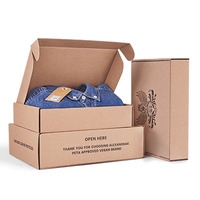 Boîte d'expédition en carton ondulé kraft brun écologique avec logo personnalisé pour vêtements, jeans, emballage, envoi postal