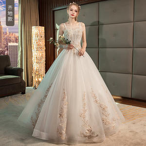 Nouvelle lumière mariée Style français Mori TikTok en ligne Sensation fée fille parole longueur à lacets dos appliques robe de mariée avec queue - Product Image 6