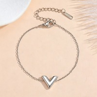 Bracelet fin en acier inoxydable imperméable pour femmes, bijoux simples en forme de V, plaqué or, chaîne réglable, accessoires tendance TGSL5807