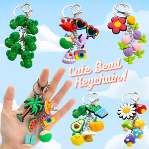 Bestseller ODM Fashion New 3D 2D Mini Bead Keychains Bulk Rubber Charms Decor Bag Accessories Wholesale Promotions Gifts Llavero