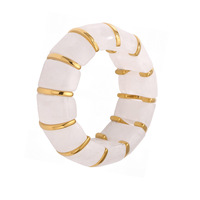 Bracelet en chaîne élastique en résine dopamine fantaisie plaqué or véritable 18 carats, tempérament exquis, vacances d'été pour femmes, niche