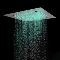 Salle de bain moderne 500*500mm Douches de pluie Corps Jets LED Grand pommeau de douche à effet pluie Ensemble de robinets de douche de luxe montés au plafond