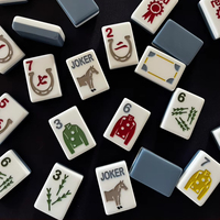 Jeu de Mahjong américain rétro à motif floral chinois Polo Club - Matériel acrylique portable pour 4 joueurs pour le divertissement