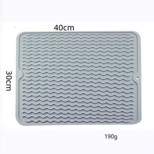 Modern Hot Selling <b>Large</b> Reusable Square Silicone Drain <b>Mat</b> Placemat Kitchen Countertop Bowl Dish Water Filtering Heat Insulated - Product Image 6