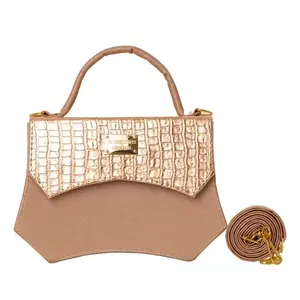 Sac bandoulière Fana vintage en or rose, motif alligator, cuir véritable, imperméable, style été - Product Image 4