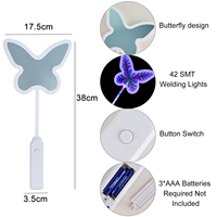 Bâton lumineux LED Papillon de 15 pouces, 42 LED SMD, Effet Tunnel Temporel Miroir Infini, 3 Modes de Flash, Cadeaux et Articles de Fête pour Enfants