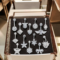 Sexy nombril nombril anneau Double rond clair Ziircon en acier inoxydable nombril Piercing mode bijoux de corps