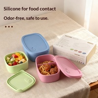 Boîte à lunch en silicone de qualité alimentaire pour l'export, pratique, compatible micro-ondes, compartimentée, type bento, pour étudiants