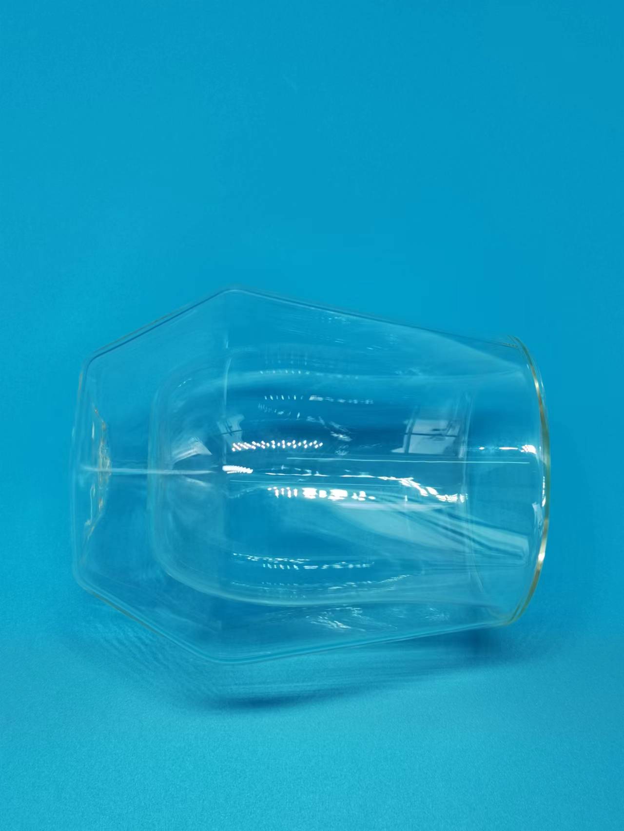 Hexagonal double wall cup borosilicate heat-resistant glass high translucent coffee cup