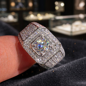 Luxury Moissanite Unisex <b>Ring</b> 925 Sterling <b>Silver</b> Rose Gold Plated Iced Vintage Engagement Wedding Gift Cushion Cut Diamond Look - Product Image 3