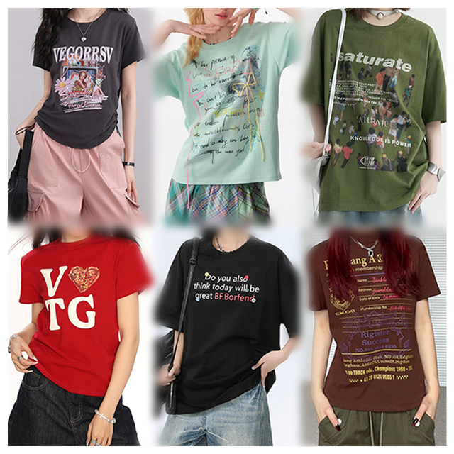 2024 Various Styles Mix Bales Women's Scoop Neck T-shirts Fashion Women Dress, High Quality Women's Fitted T-shirt with logo