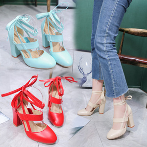 Nouveau design femmes <span class=keywords><strong>Sexy</strong></span> bout pointu chaussures à talons hauts grande taille dames sandales fermeture à lacets pour l'été hiver tenues de mariée - Product Image 2