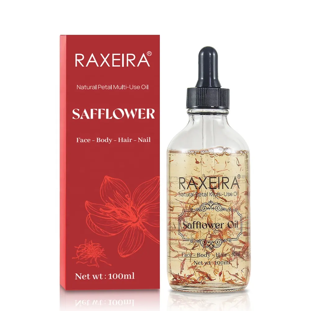 Private Label Natuurlijke Bloemen Multi-Gebruik Olie Saffloerolie Voor Gezicht, Body Massage, Haar En Nail Care