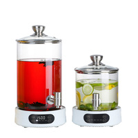 Distributeur de boissons chaudes électrique commercial en acier inoxydable avec réservoir en verre, robinet, maintien au chaud, mobile (avec roulettes) 220V/110V