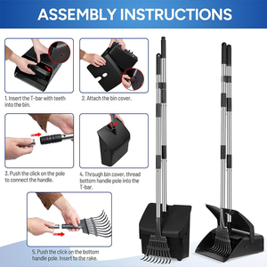 Pooper <span class=keywords><strong>Scooper</strong></span> para perros grandes, juego de pala para caca de perro de mango largo resistente, rastrillo y Papelera para caca - Product Image 4