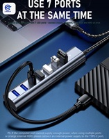 LUNGKAY Hub USB 3.2 Gen1 7 ports en alliage d'aluminium, répartiteur OEM ODM, logo personnalisé, vente en gros, approvisionnement en vrac pour ordinateur portable, PC de bureau