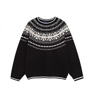 Suéter Retro <span class=keywords><strong>de</strong></span> Punto con Bordado Estilo Fair Isle para Hombre, Otoño e Invierno, Estilo Casual, Color Block, para Parejas - Product Image 2