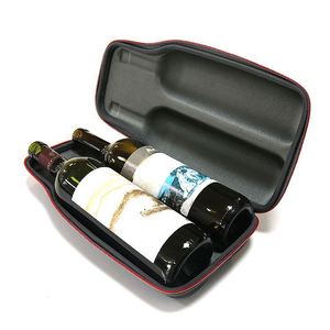 Sac cadeau en cuir PU personnalisé pour vin, porte-champagne, étui de rangement, sac isotherme antichoc pour vin, valise de voyage pour bouteille de vin en EVA - Product Image 1