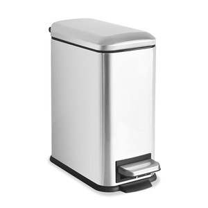 5L Basics Stainless Steel Rectangular Soft-close Garbage Bin <b>Step</b> Trash Can Pedal Bin with Foot Operated - Product Image 1