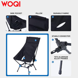 WOQI Chaise de plage réglable à grand dossier haut pour adulte Chaise pliante à dos adaptée à la randonnée, aux voyages et à la pêche - Product Image 3