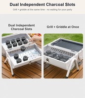 Barbecue portable cylindrique à charbon de bois avec double fente pour charbon et plaque de cuisson fumoir pour camping et pique-nique