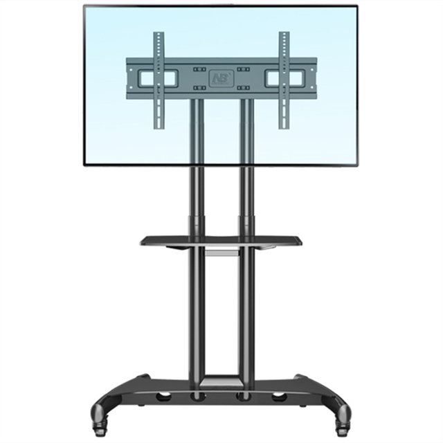 Corner Mobile Tv Trolley Stand Motorized Cart Monitor Mount Bracket Tripod Lcd Led Audio Vesa Floor Swivel Pillar