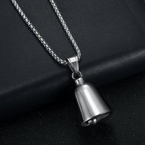 Stainless Steel Bell Pendant <b>Necklace</b> Minimalist Geometric Design Unisex Gift Jewelry - Product Image 2