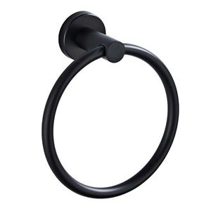 Porte-serviettes mural minimaliste en acier inoxydable, finition polie miroir noir et chrome, support fixe pour serviettes de salle de bain - Product Image 3