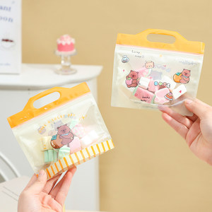 Sachet en plastique auto-scellant Kawaii avec motif animal <span class=keywords><strong>de</strong></span> dessin animé, pochette <span class=keywords><strong>de</strong></span> rangement transparente à poignée supérieure pour noix, bonbons, emballage <span class=keywords><strong>de</strong></span> cadeaux <span class=keywords><strong>de</strong></span> fête - Product Image 2