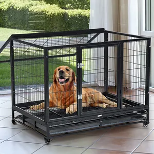 Vàng Phong Cách Tác Động Heave Duty 42 Chó Crate Lồng Bán Buôn Chó Puppy Travel Crate Cho Lớn Vừa Chó Nhỏ