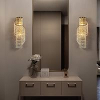 Lampu Dinding Kristal K9, Lampu Dinding yang Dapat Disesuaikan dengan Bingkai Logam Titanium, Perlengkapan Pencahayaan Modern untuk Ruang Tamu/Kamar Mandi/Kamar Tidur