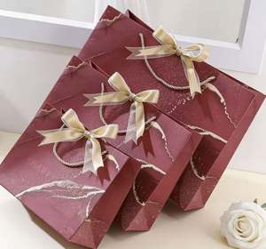 Sac fourre-tout personnalisé en papier cartonné blanc de haute qualité pour cadeaux d'anniversaire, mariage, bonbons, vêtements, avec ruban - Product Image 3