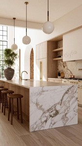 Moderno Granito <span class=keywords><strong>Cocina</strong></span> Isla <span class=keywords><strong>Desayuno</strong></span> Bar Set Travertino Madera Mármol Encimera Restaurante Villa Melamina Gabinete de <span class=keywords><strong>Cocina</strong></span> - Product Image 3