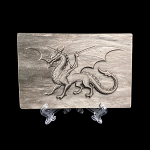 Venta al por Mayor de Placas de Obsidiana Plateada Talladas con Relieve de Dragón, Obsidiana Pulida para Decoración y Adorno de Feng Shui - Product Image 1