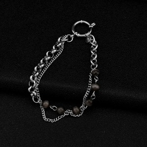 Bracelet Chaîne Géométrique Double Couche en Acier Titane Style Hip-Hop Unisexe, Design Niche Populaire 2026, Bijou Tendance - Product Image 1