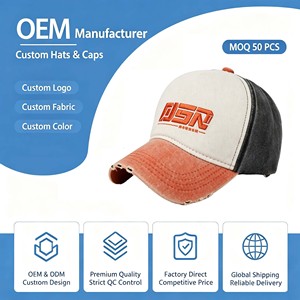 Gorra de Béisbol de Algodón de 6 Paneles, Lavada y Desgastada, de Alta Calidad, con Logotipo Personalizado Bordado, Unisex, para Viajes al Aire Libre - Product Image 1