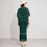 Robe plissée décontractée pour femme avec strass et franges, manches chauve-souris, style Miyake, qualité supérieure, vente en gros