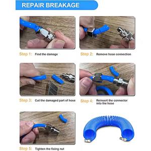 Kit peralatan pneumatik 22 Pak, dengan selang udara PU 25 kaki 1/4 "pistol tiup NPT, Chuck ban & Aksesori Set alat udara industri