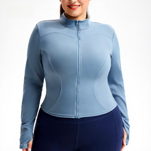 <span class=keywords><strong>Veste</strong></span> de <span class=keywords><strong>sport</strong></span> <span class=keywords><strong>grande</strong></span> <span class=keywords><strong>taille</strong></span>, haute élasticité, respirante, pour <span class=keywords><strong>femme</strong></span>, printemps, manches longues, fermeture éclair, ajustée, course à pied, fitness, yoga - Product Image 2