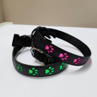 Collier de chien lumineux en cuir PU matériel Logo personnalisé porte-étiquette pneumatique mignon collier rose pour animaux de compagnie pour la formation à la marche