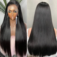 Rambut Vietnam Mentah Double Drawn Bone Straight Lace Front Wig Berkualitas Tinggi, Wig Rambut Asli Manusia Hd Lace Frontal untuk Wanita Kulit Hitam