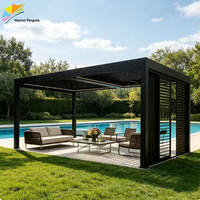 Pergola électrique de luxe extérieure, écologique, étanche, avec toit à persiennes rétractables et cadre en aluminium