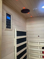 Sauna infrarouge à faible EMF de style nouveau, pour une personne, en bois massif, avec lumière rouge et haut-parleurs Bluetooth